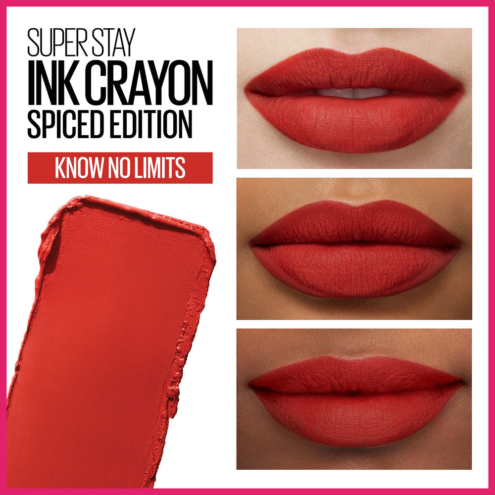 Maybelline SuperStay crayon cap off revealing pigmented tip for smooth application