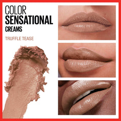 Maybelline swatch on arm displaying Truffle Tease across different skin tones