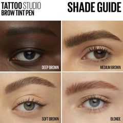 Maybelline TattooStudio results on eyebrow showing fuller look and realistic hair-like finish