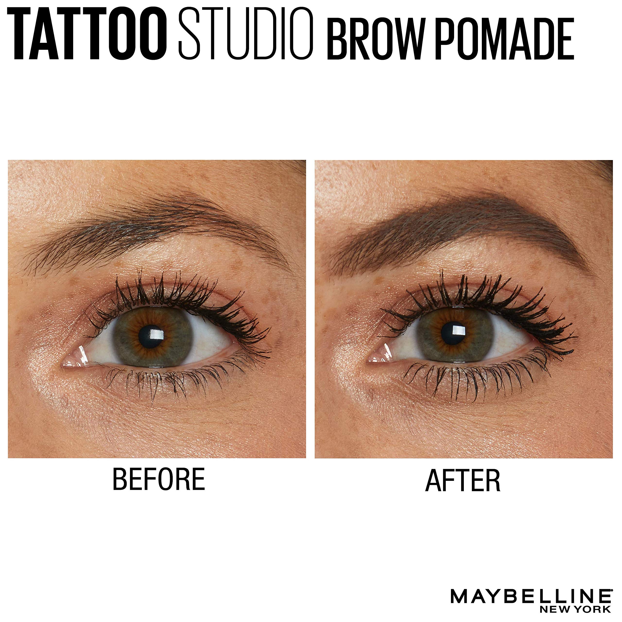MAYBELLINE before and after brows illustrating fuller, sculpted results