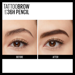 MAYBELLINE pencil held in hand for size comparison and easy-application benefit