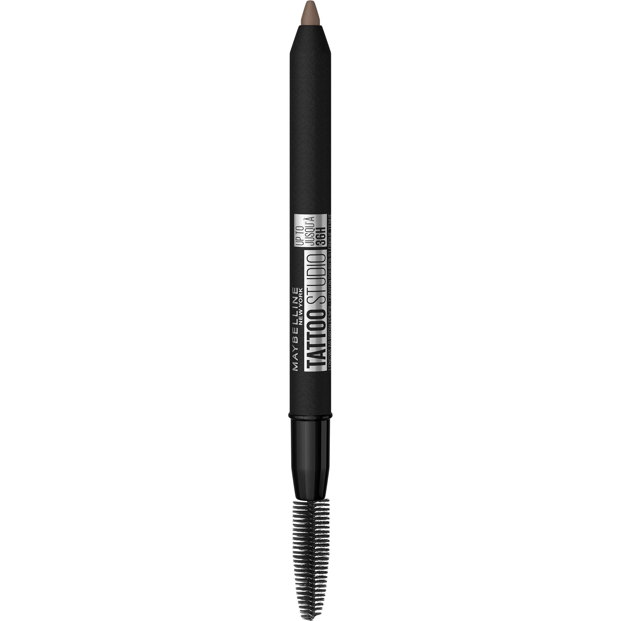 Maybelline pencil size comparison next to coin showing compact, portable benefit