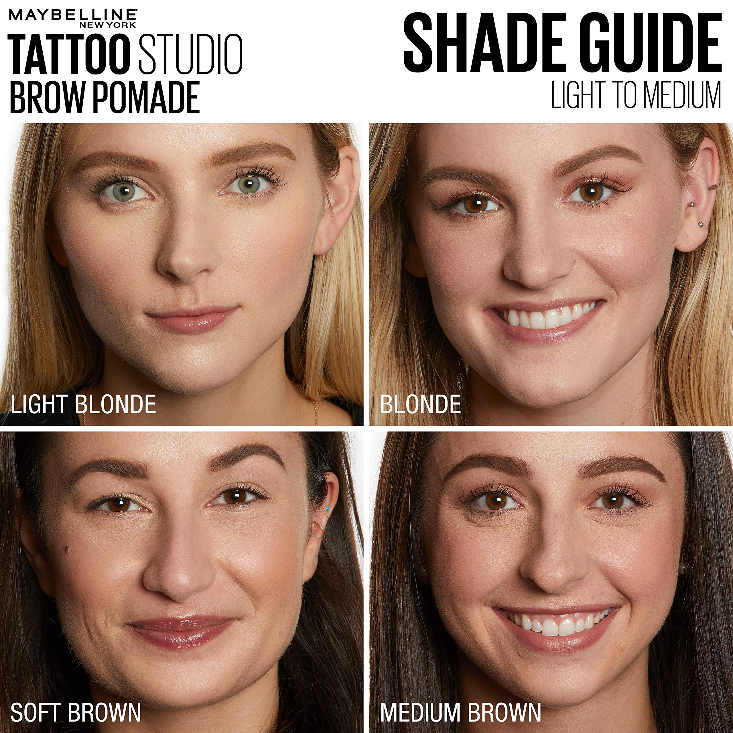 Maybelline swatches on arm showing medium brown shade intensity and blendability