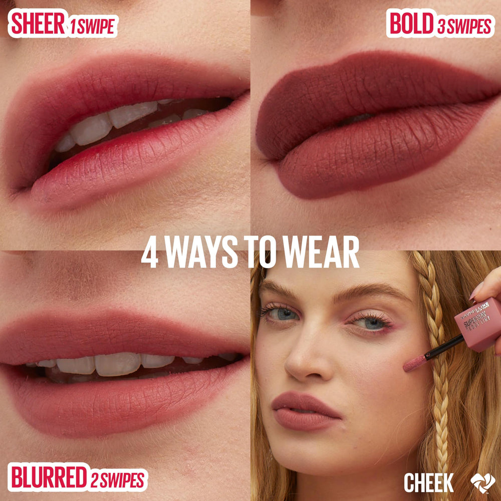 Maybelline arm swatches showing shade range and buildable color payoff