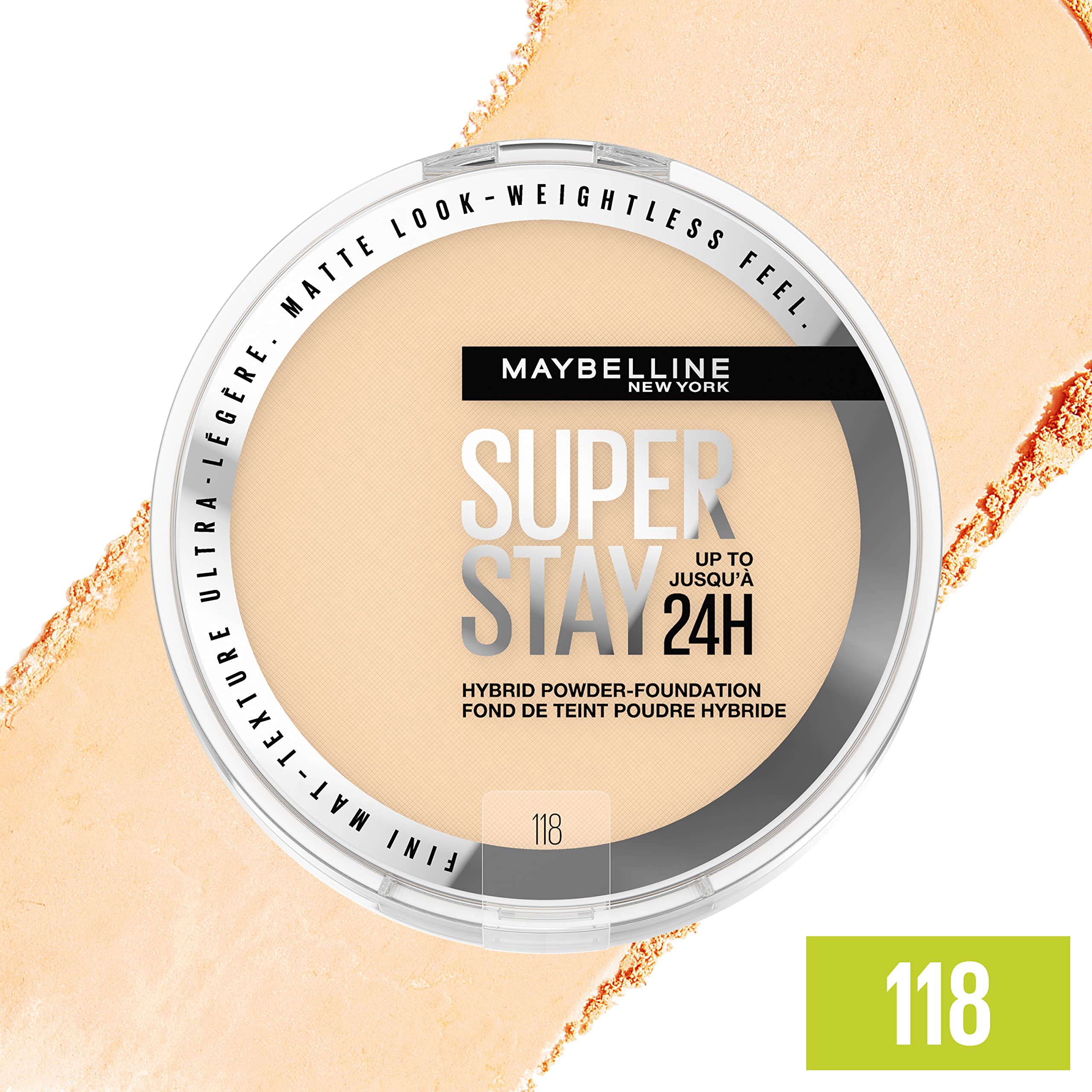 Maybelline texture close-up of powder finish highlighting smooth blendability benefit