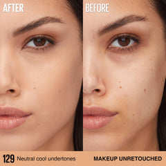 Maybelline formula texture close-up showing luminous-matte finish and lightweight feel
