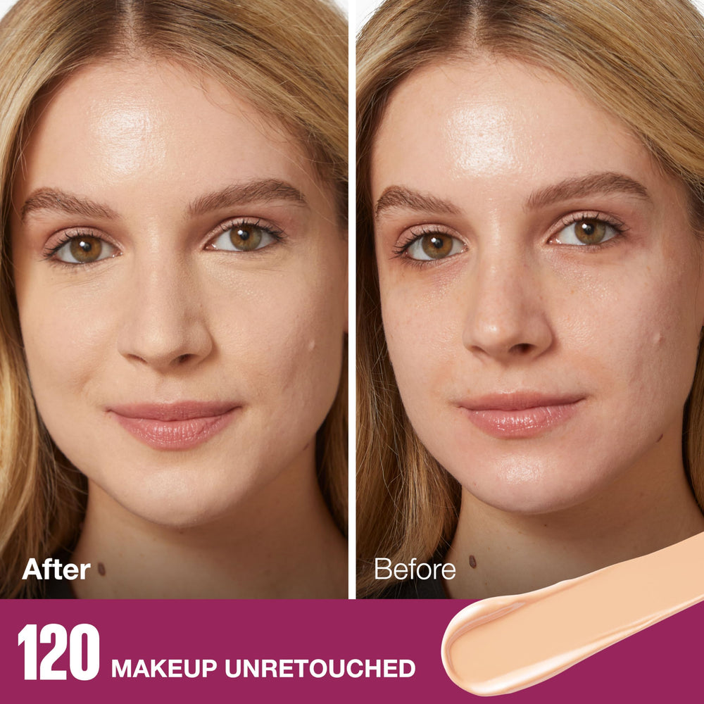 Maybelline swatched texture on skin illustrating blendable coverage and natural finish