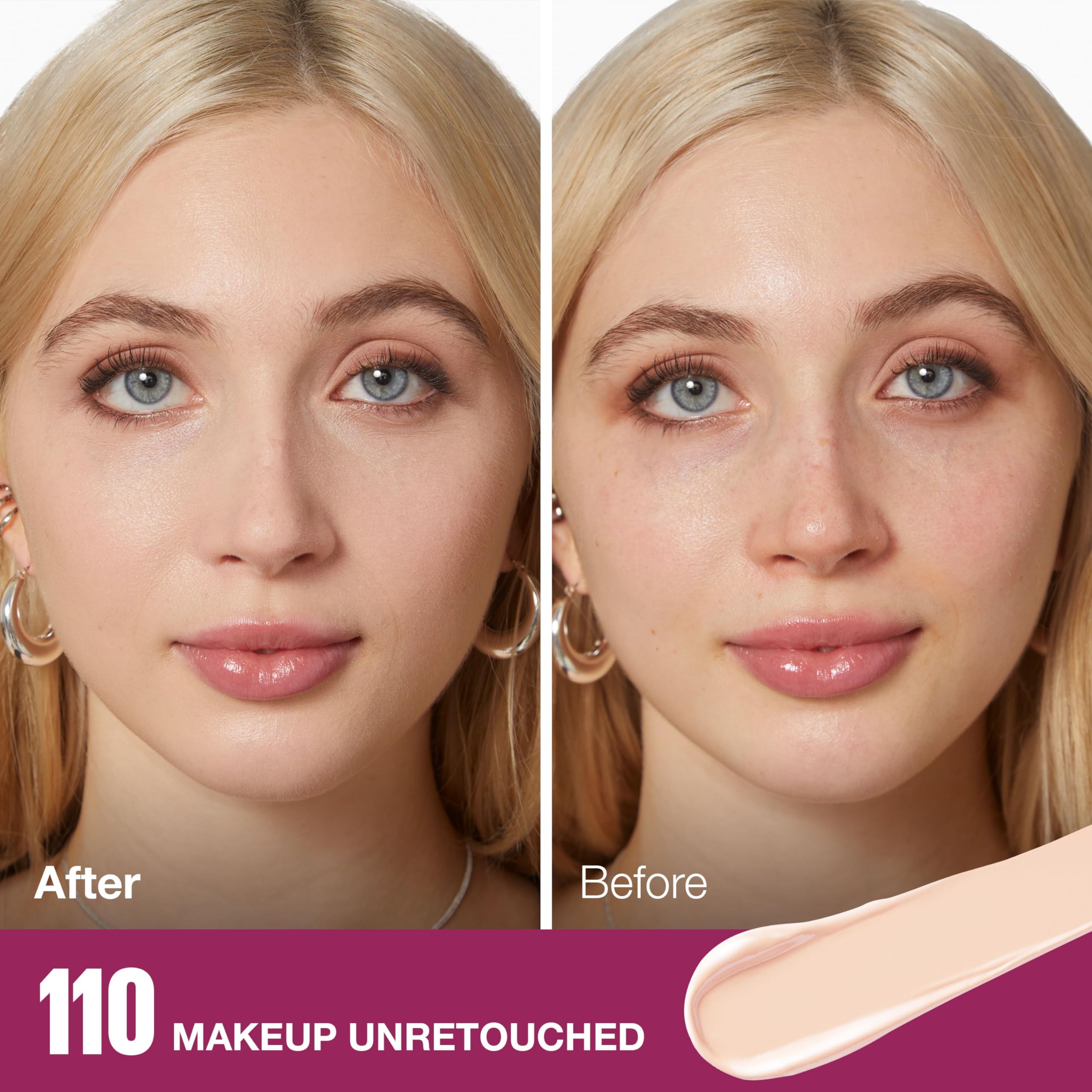 MAYBELLINE texture swatches on skin showing blendable coverage benefit