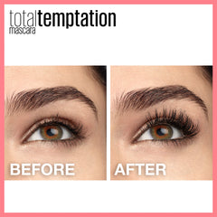 Maybelline Total Temptation wand close-up showing bristles and precise application benefit