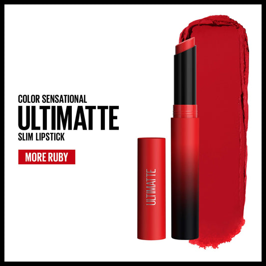 Maybelline ultimatte slim bullet closed highlighting travel-friendly benefit