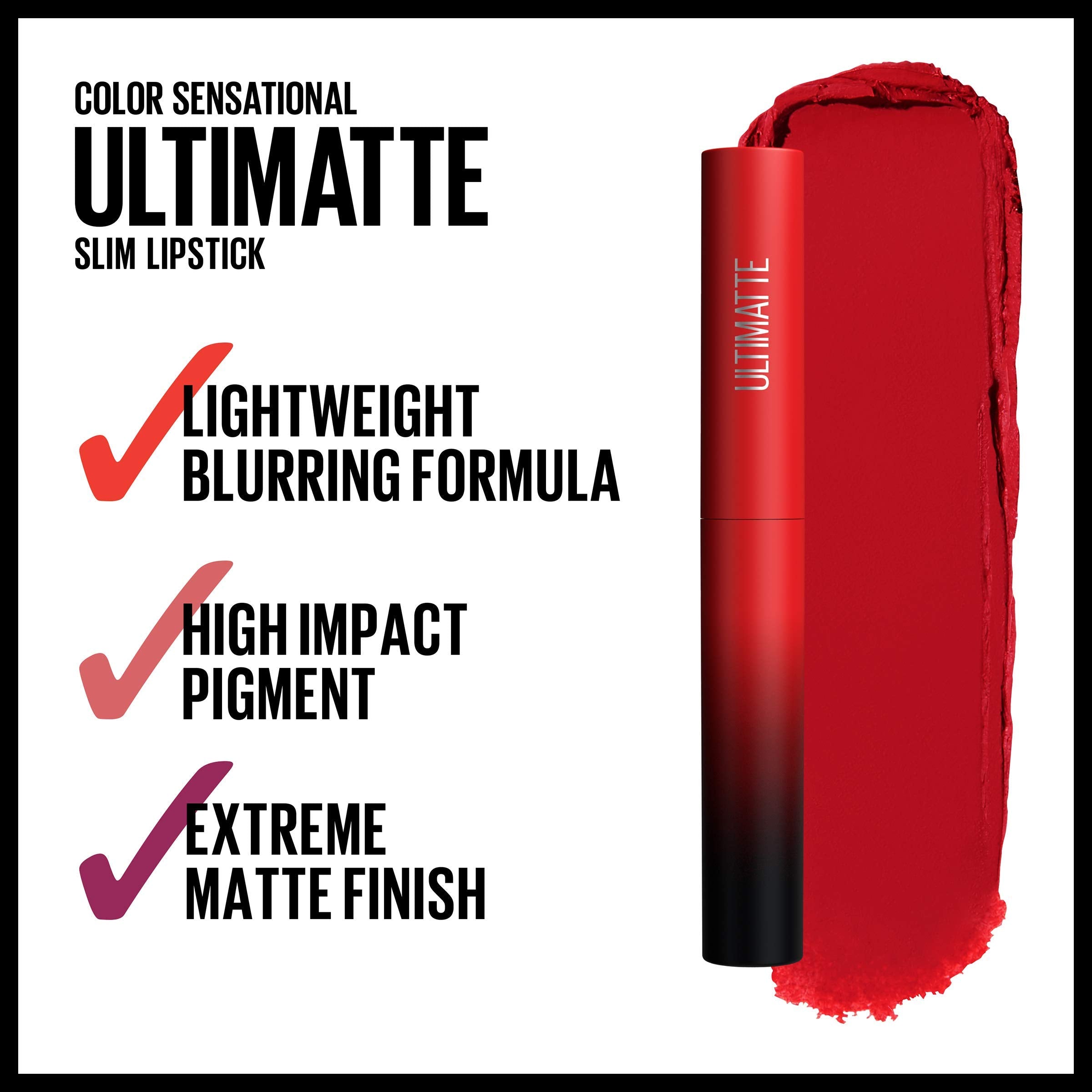 Maybelline ultimatte swatch on skin illustrating true-pigment benefit