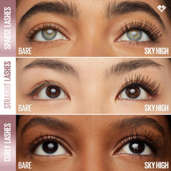 Maybelline wand coating texture close-up reveals fiber-infused volumizing benefit