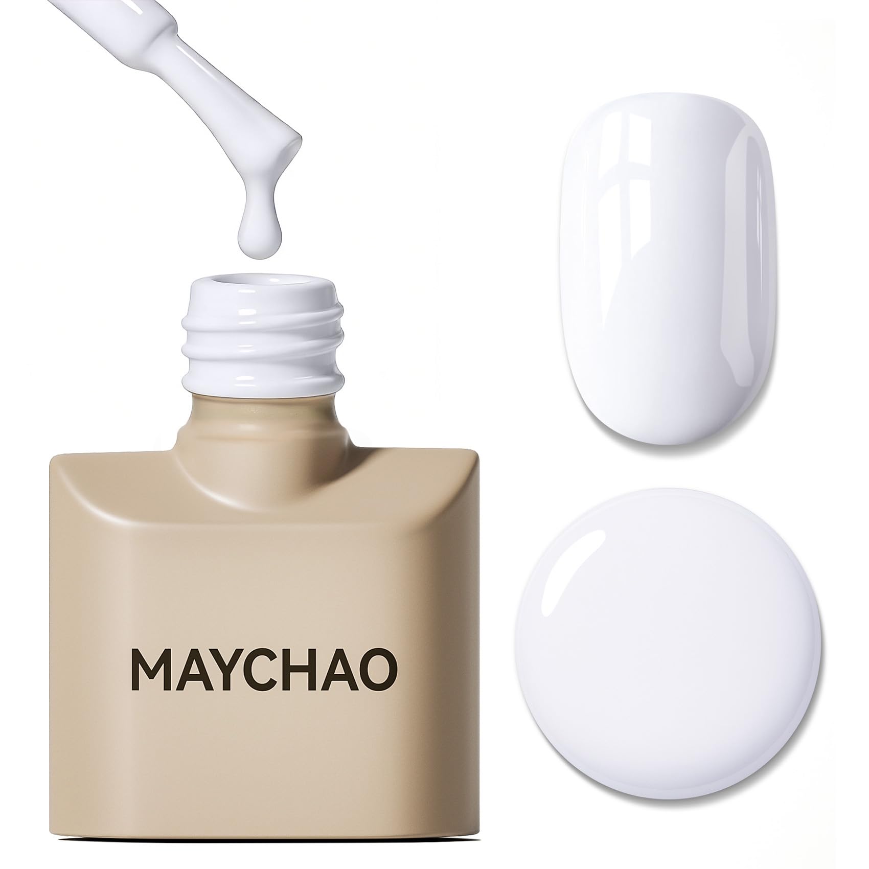 MAYCHAO bottle front view showing antique white color and glossy finish