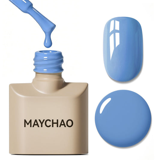 MAYCHAO bottle front showing vibrant blue shade and label, professional finish