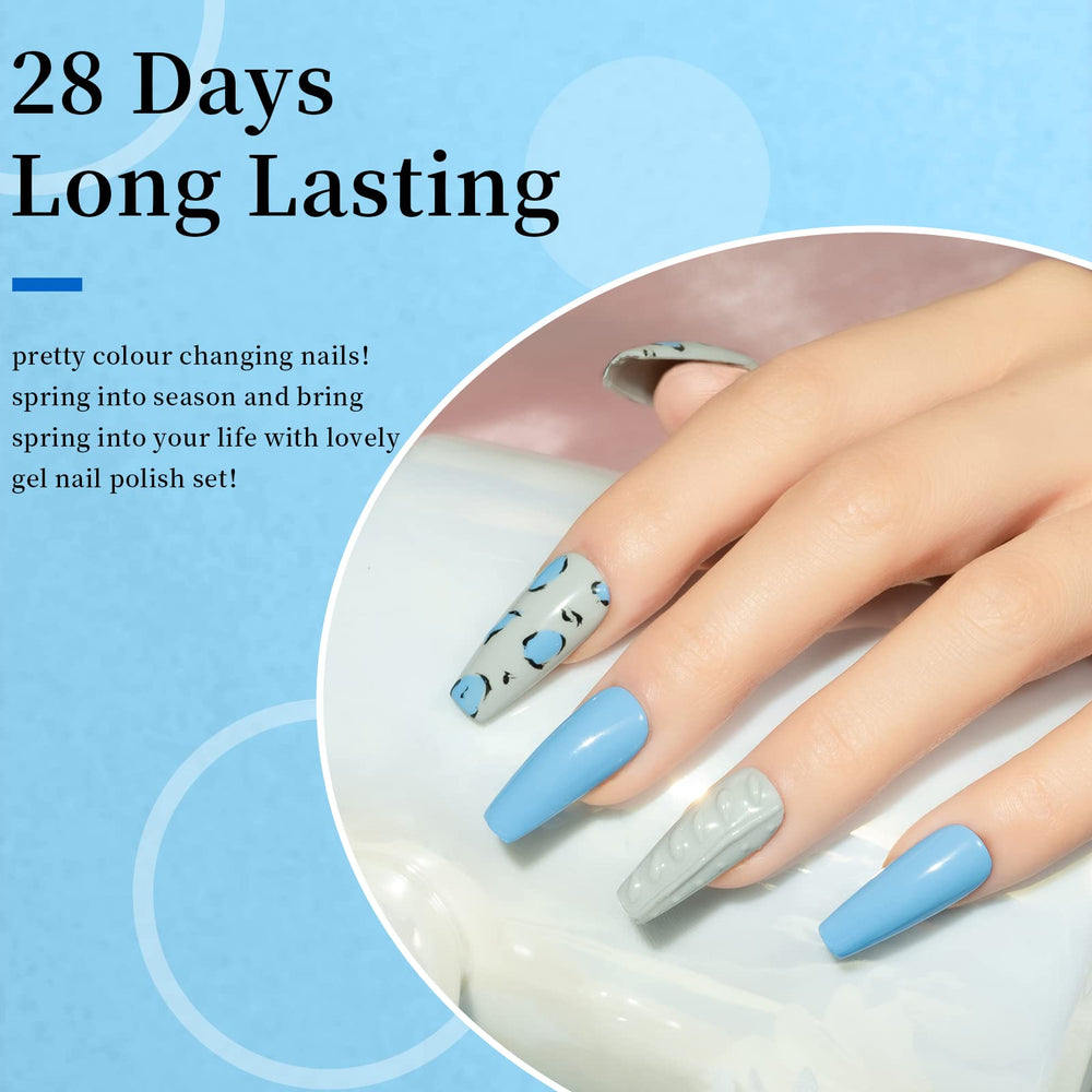 MAYCHAO applied on nails model demonstrating salon-quality blue shine