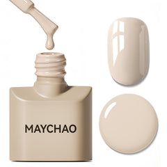 MAYCHAO bottle front showing vanilla frosting shade and glossy finish benefit