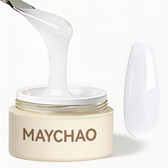 MAYCHAO jar front showing milky white builder gel for reliable extensions