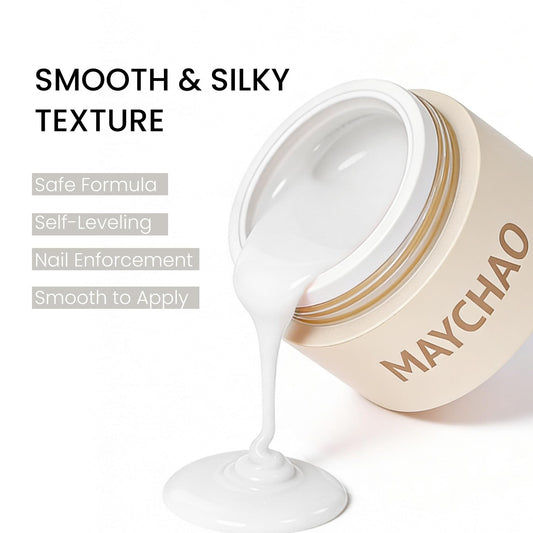 MAYCHAO close-up texture of jelly gel showing smooth self-leveling benefit