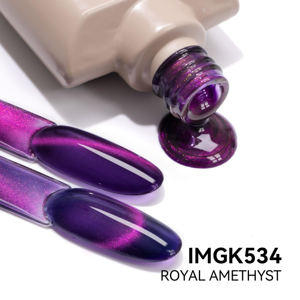 MAYCHAO cat eye magnet effect close-up showing purple reflective stripe for dramatic nails