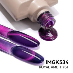 MAYCHAO cat eye magnet effect close-up showing purple reflective stripe for dramatic nails