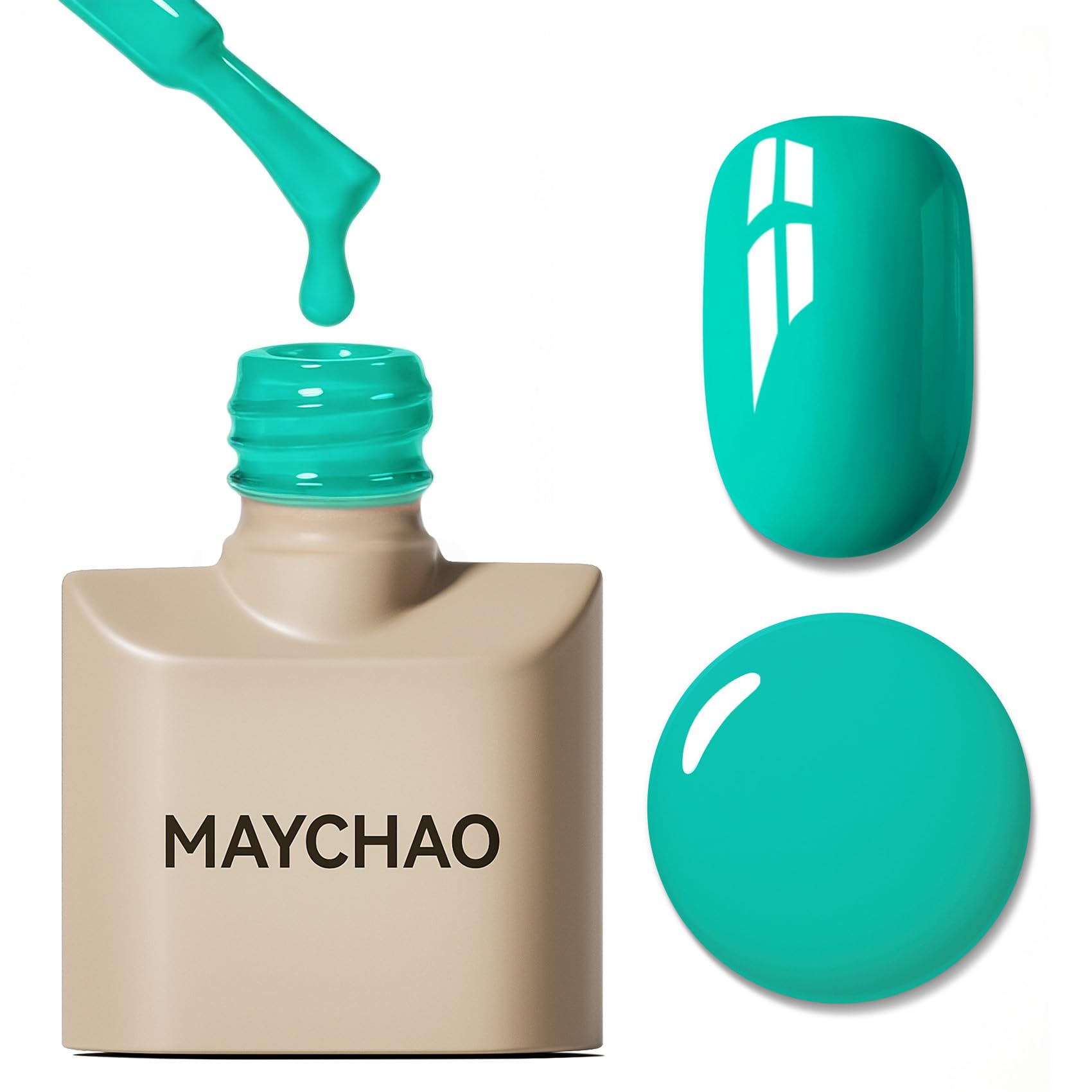 MAYCHAO front bottle showing deep oceanside blue and compact size benefit