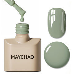 MAYCHAO front bottle showing emerald olive green and compact 15ml size benefit