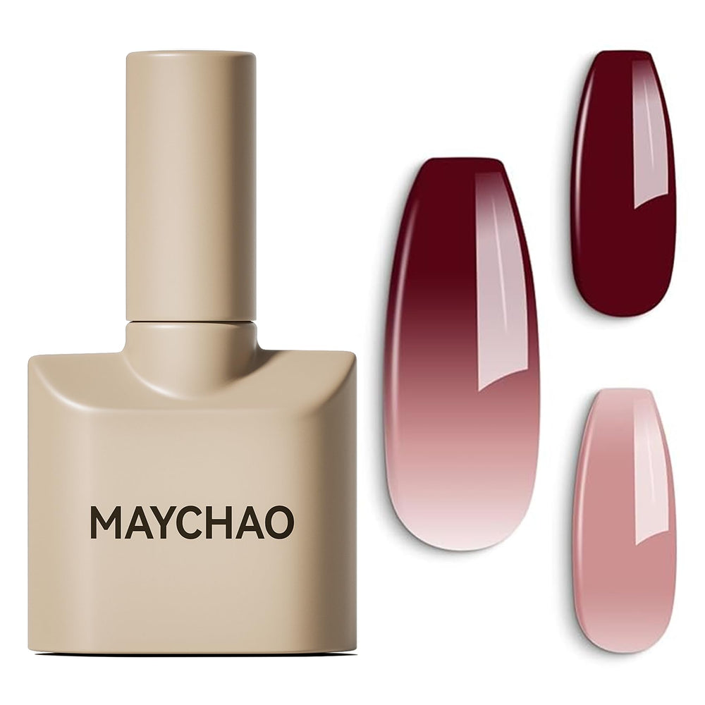 maychao front bottle showing color shift and glossy finish benefit