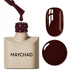 MAYCHAO front packaging showing deep cherry red gel polish and clear bottle