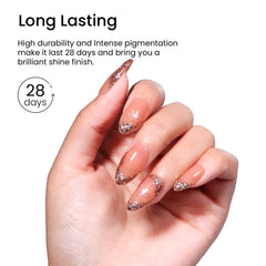 MAYCHAO glitter gel used in stamped nail art showing creative design benefit