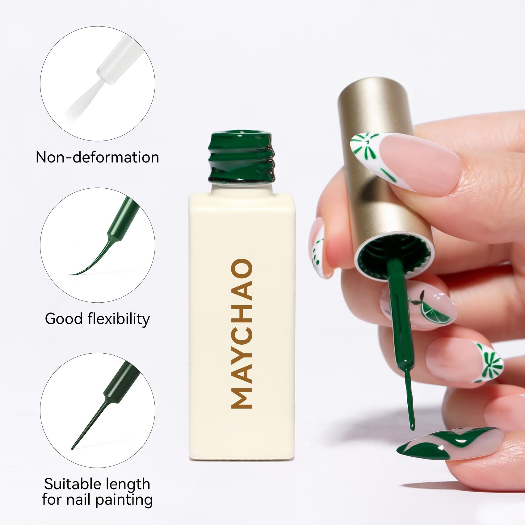MAYCHAO French tip demo on press-on nails for salon results