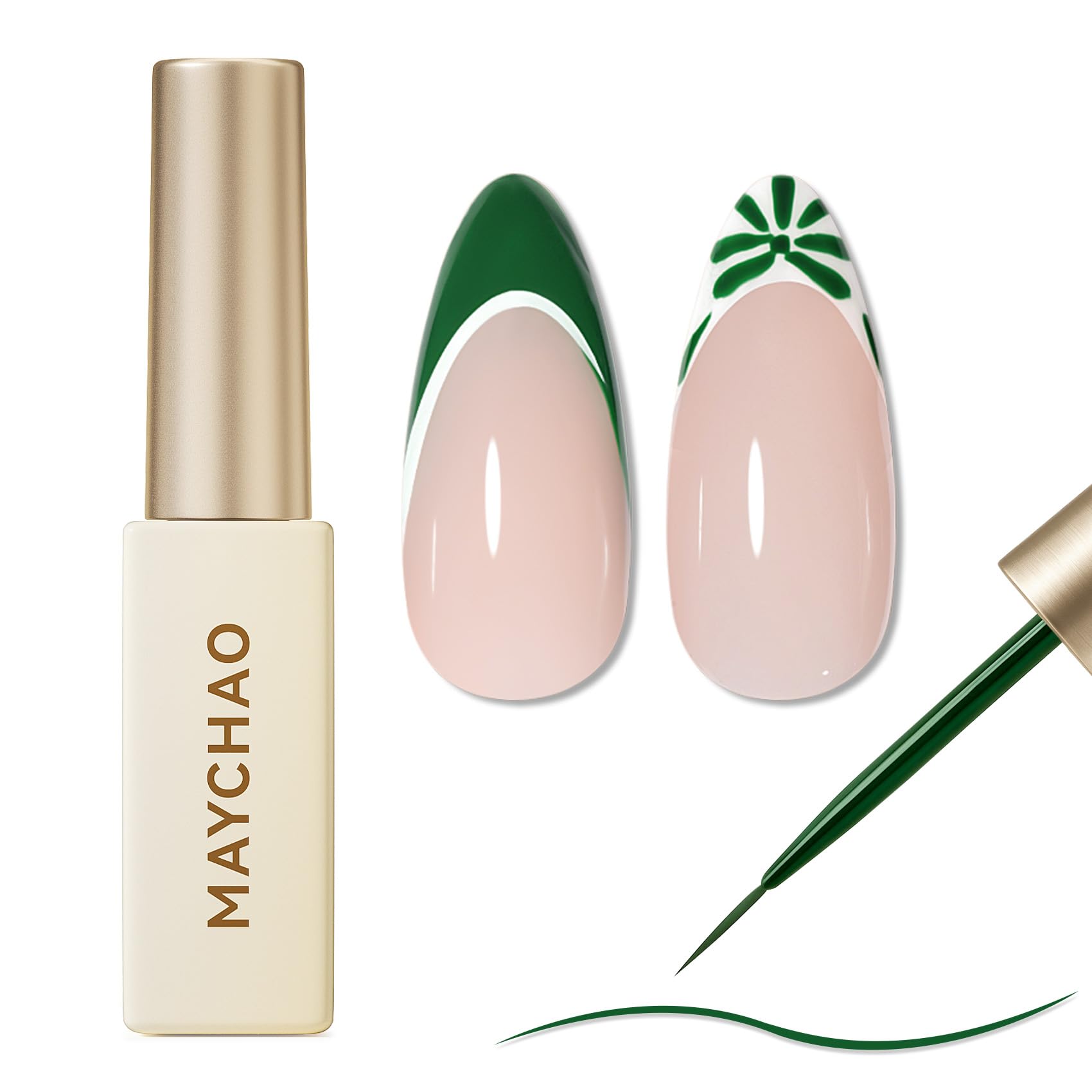 MAYCHAO bottle front view showing Christmas green shade and label