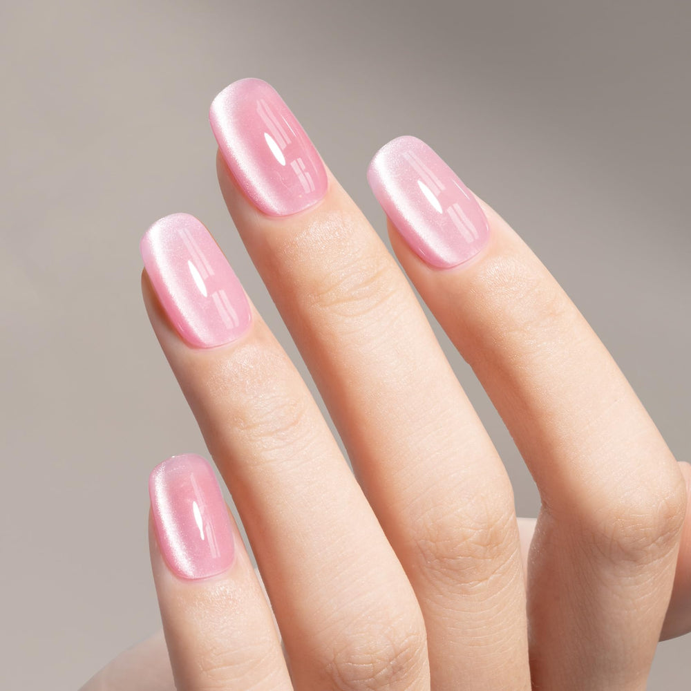 MAYCHAO nail wheel swatch showing jelly pink cat-eye depth for color choice