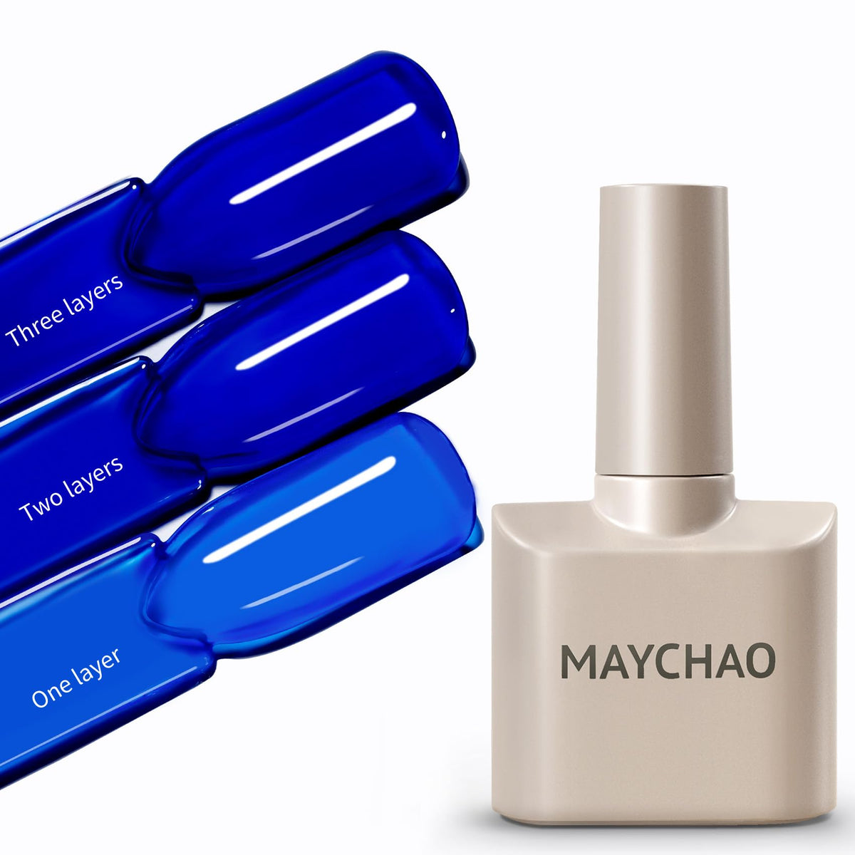 MAYCHAO front bottle showing Klein blue shade and compact size, ideal portability