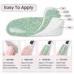 maychao manicure lifestyle scene showing green glitter nails and salon finish