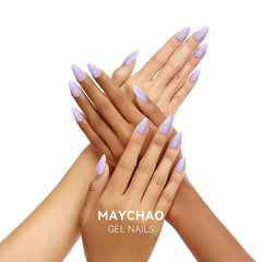 maychao lilac purple close-up gloss highlighting high-shine finish and chip resistance