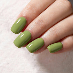 MAYCHAO moss green swatch on nail tips demonstrating true shade payoff