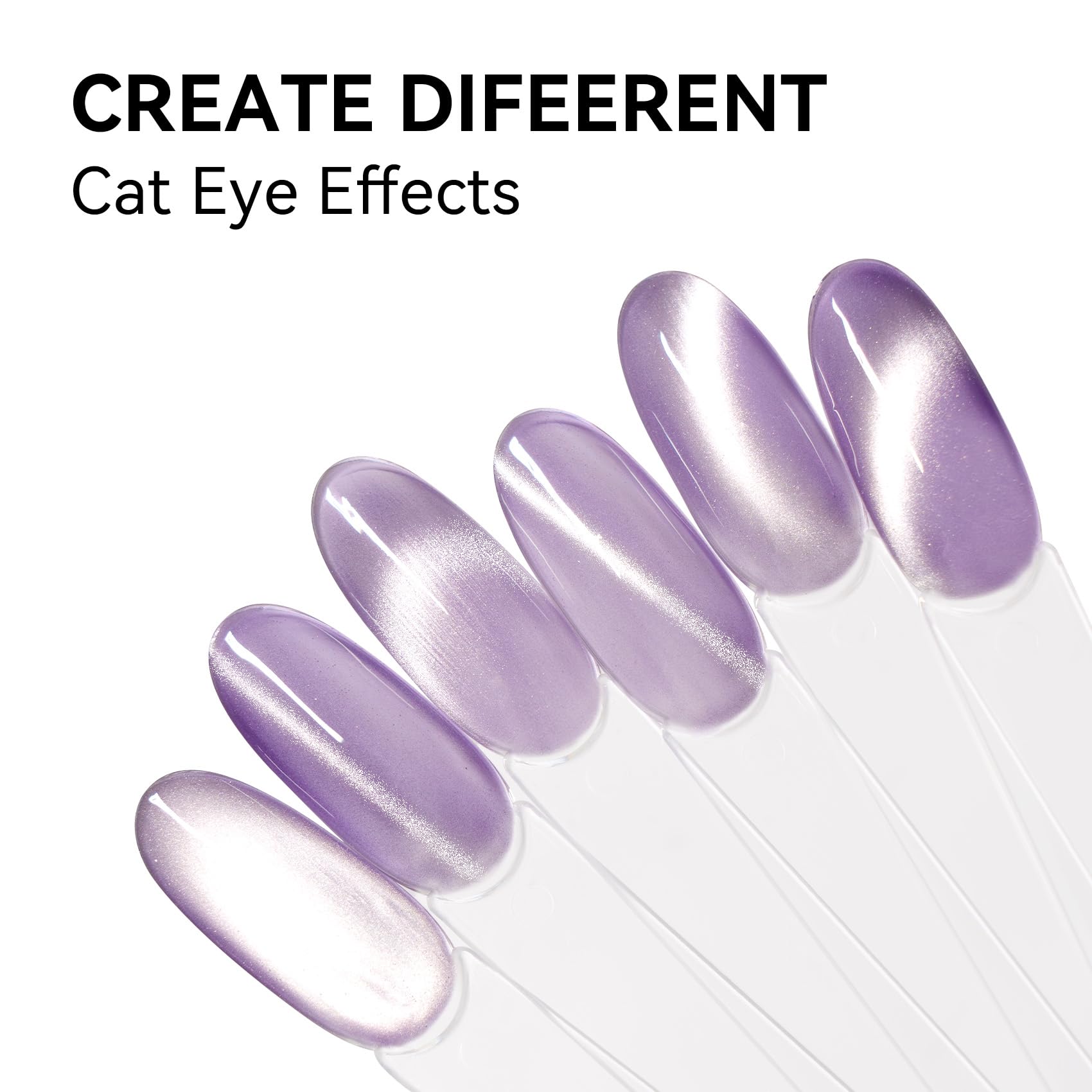 MAYCHAO on hand displaying finished lilac cat-eye manicure for inspiration