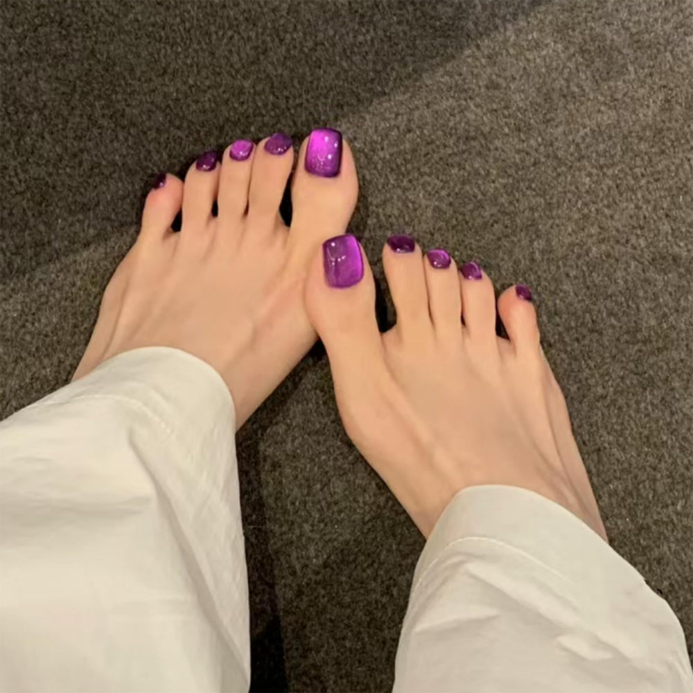 MAYCHAO nail swatch fan with five purple variations showing shade range for design choices