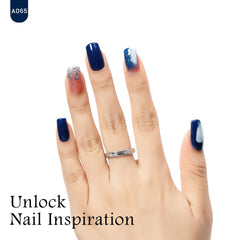 MAYCHAO navy swatches on nail tips illustrating true color payoff and even coverage