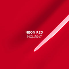 MAYCHAO brush stroke of neon red polish showing smooth application benefit