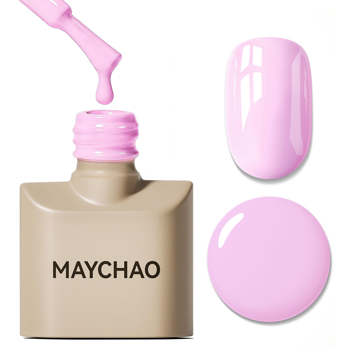 MAYCHAO front bottle showing pop pink shade and clear label benefit: vibrant color