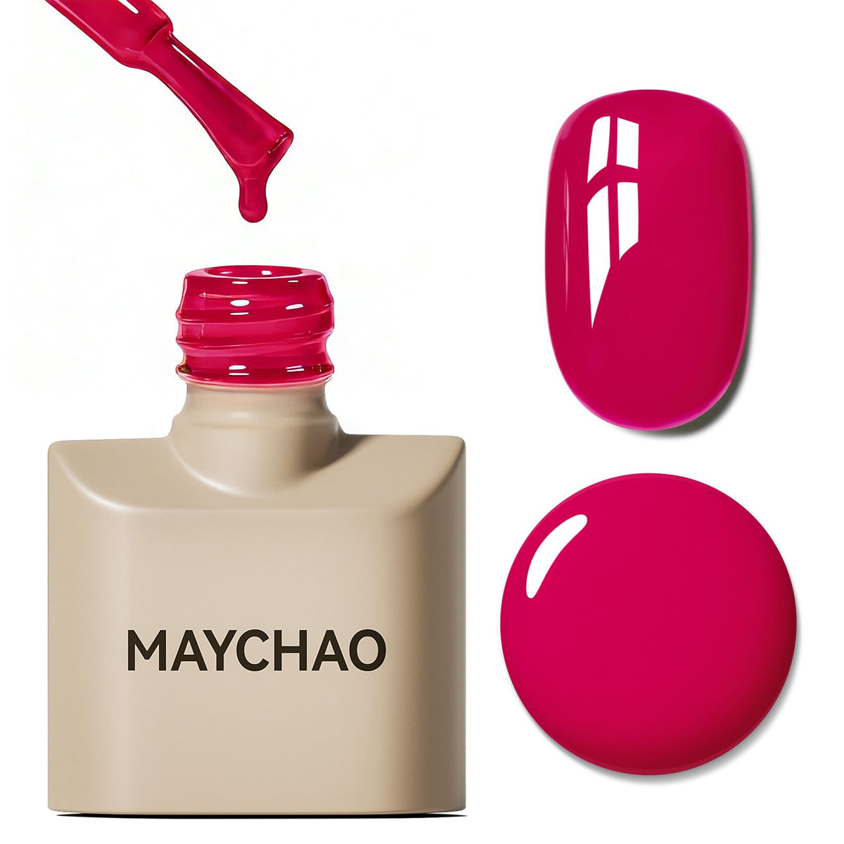 MAYCHAO front bottle view showing color and label, showcases polished finish