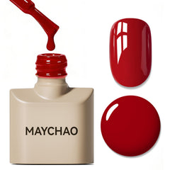 MAYCHAO front bottle showing ruby red shade and compact design benefit