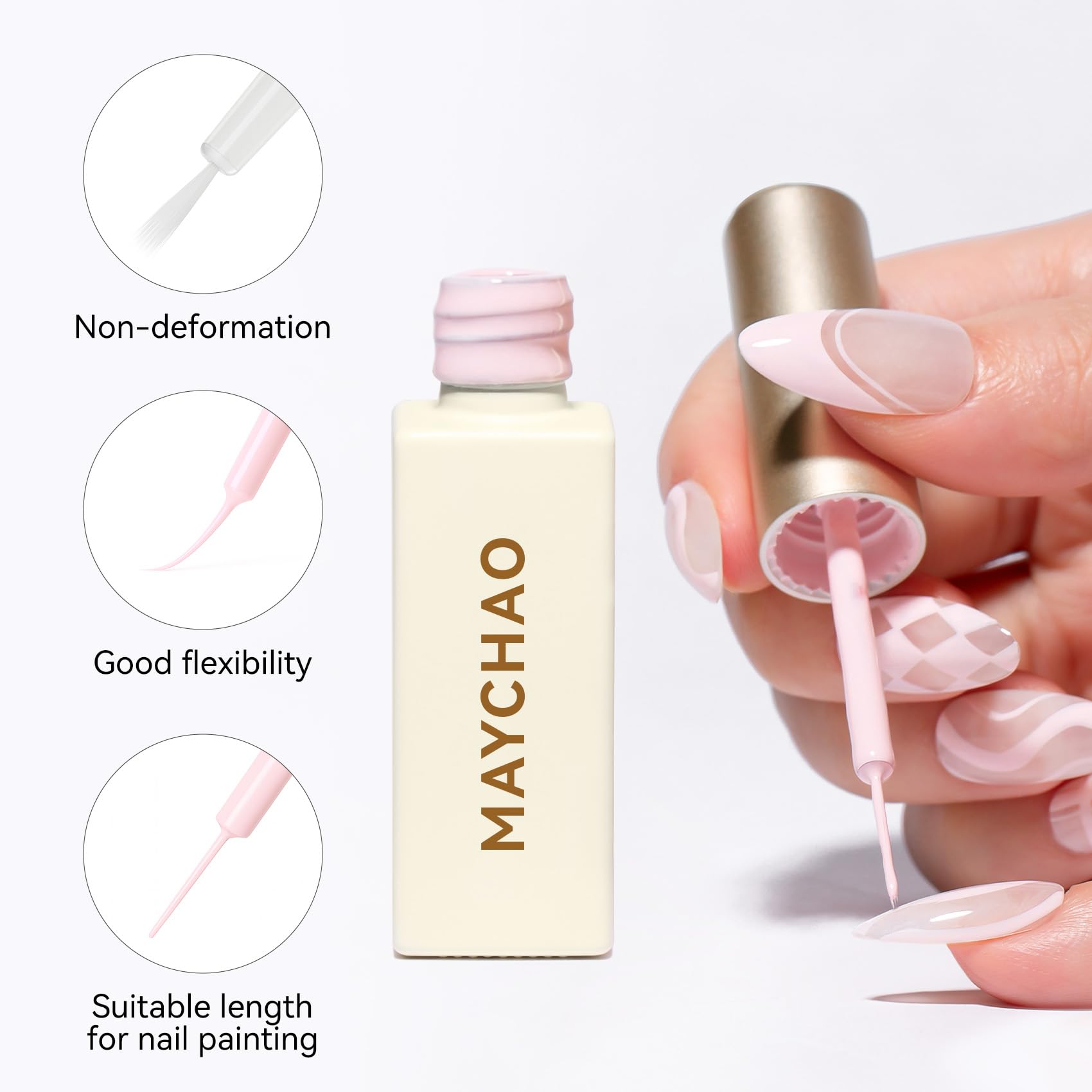 maychao 8ml bottle held in hand to show compact size and easy portability