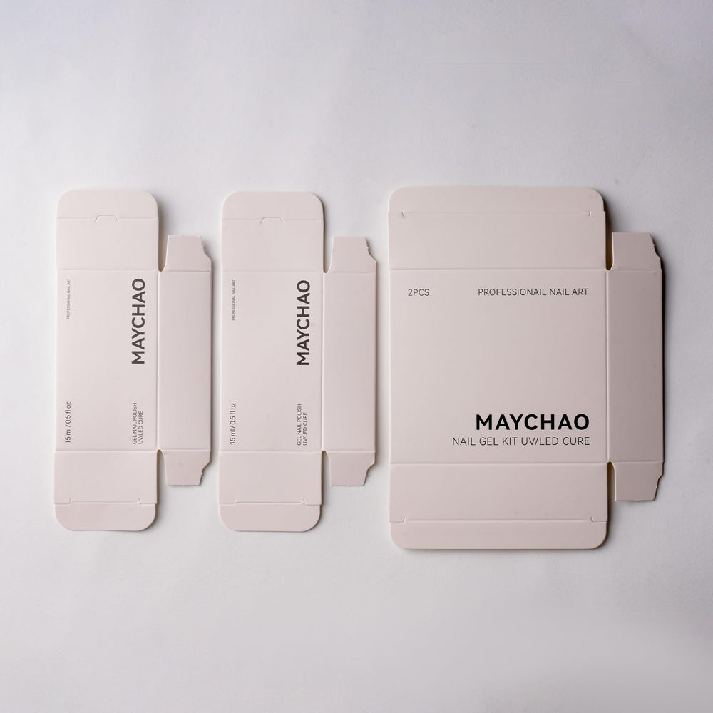 MAYCHAO two 15ml bottles next to ruler illustrating compact travel size