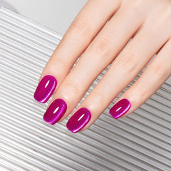 MAYCHAO color swatch on fingertip showing true scale and intense pink