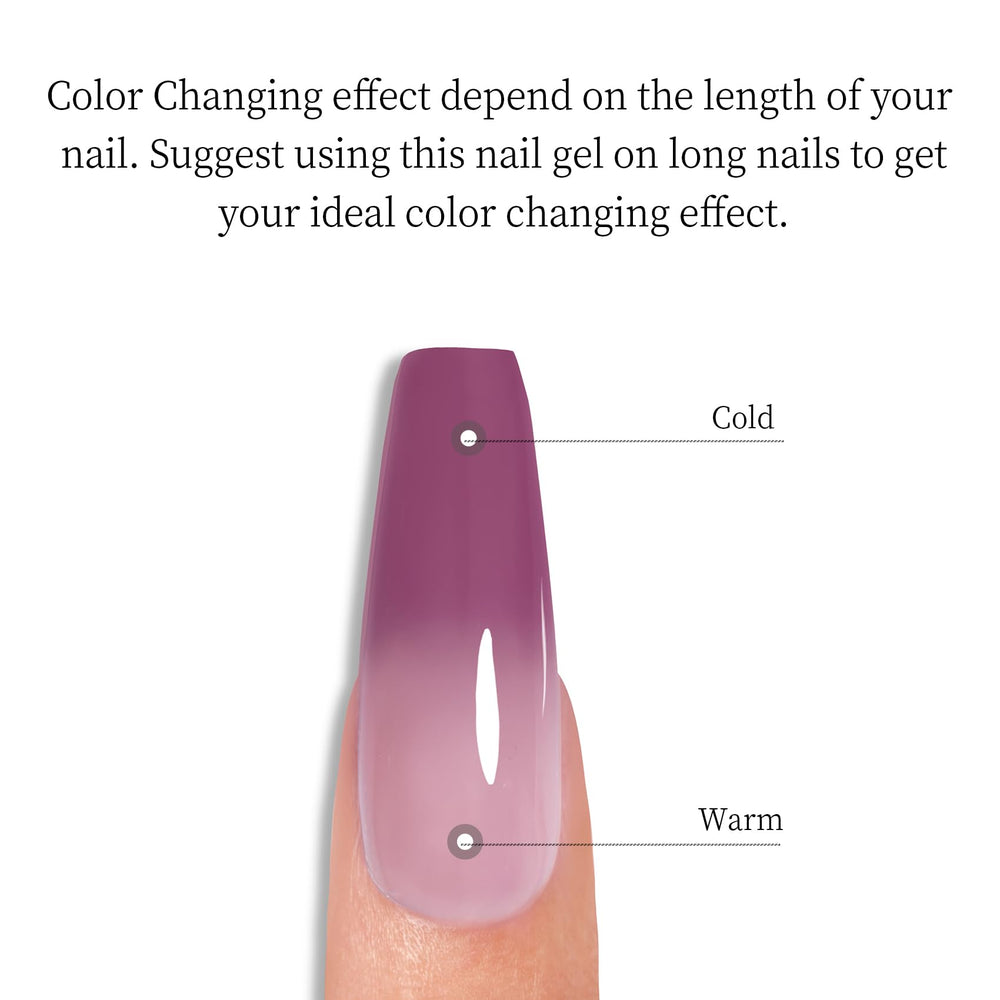 MAYCHAO nails showing temperature transition from indigo to coral for visual interest