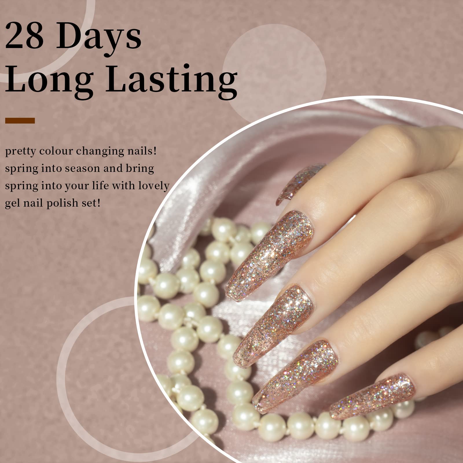 MAYCHAO texture swatches on nail tips showing color variety and sparkle