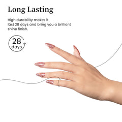 MAYCHAO top coat on nail swatch demonstrating high gloss and protection benefit
