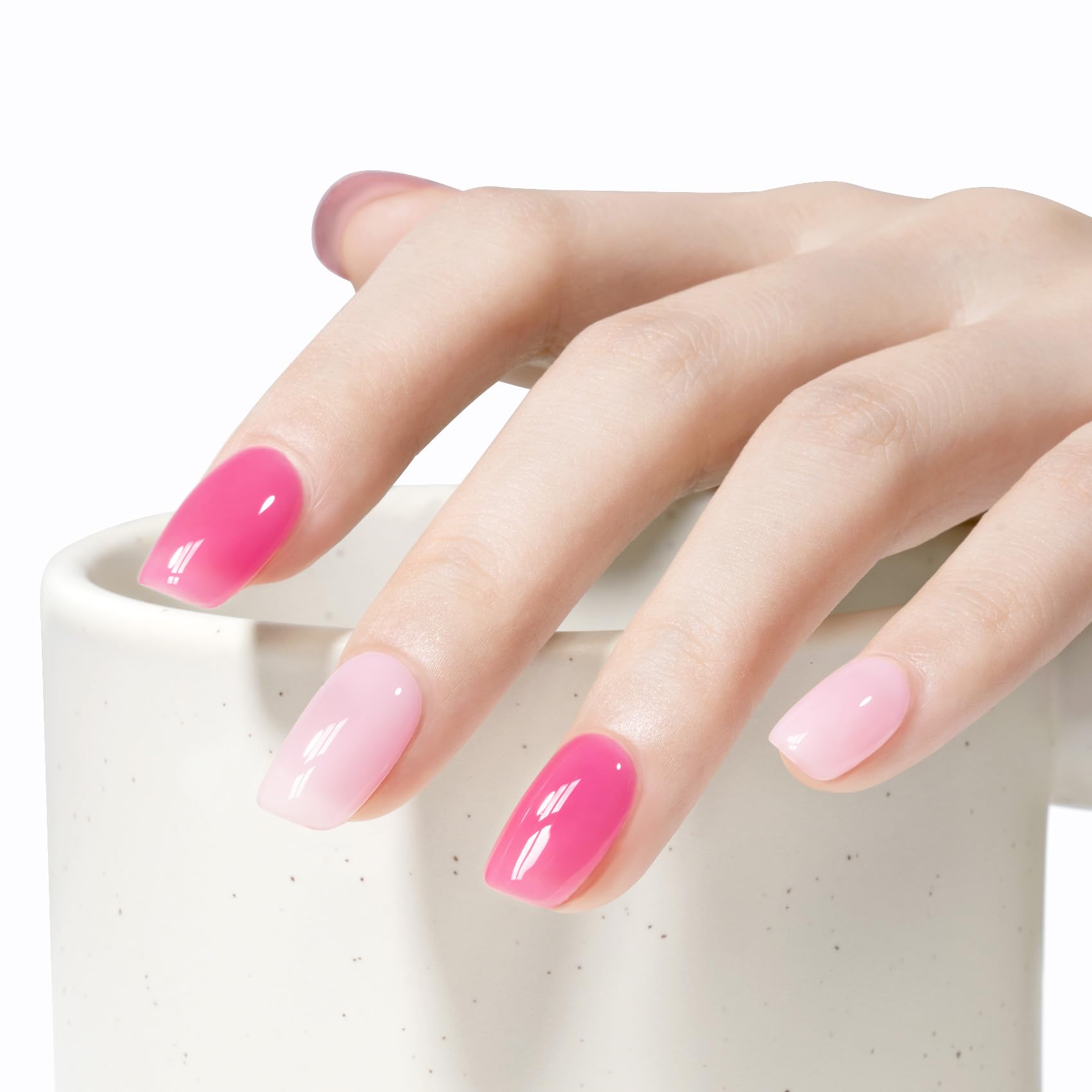 MAYCHAO swatch on fingers showing translucent finish and natural look benefit